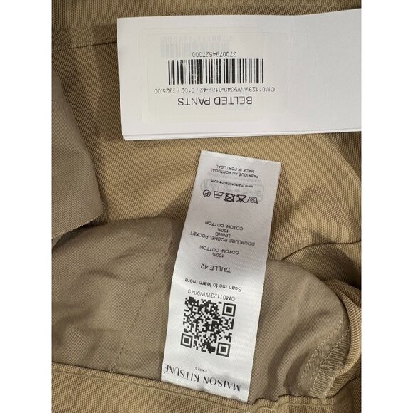 Maison Kitsuné belted Pants size 42 US XL color cork NWT mspr 325 cotton canvas - Picture 4 of 7
